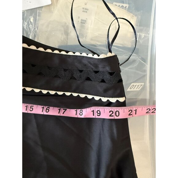 Mango Black Asymmetrical Satin Dress With Puffed Sleeve & Ruffled Hem Sz US 10 - Picture 8 of 13